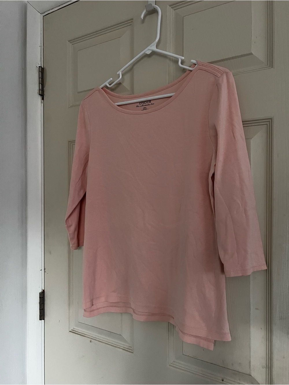 Chico's Light Pink Scoop Neck 3/4 Sleeve Top